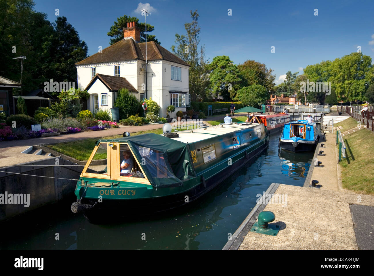 Marlow Lock, River Thames, Marlow, Buckinghamshire, United Kingdom. Stock Photo
