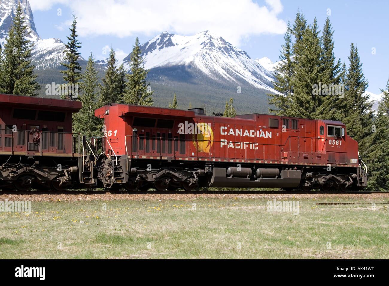 Canadian Pacific at the front of a freight train in the