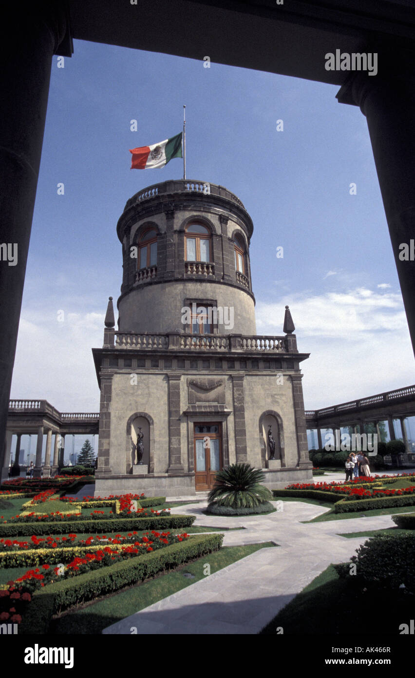 Tower in the Castillo de Chapultepec or Chapultepec Castle in Chapultepec Park, Mexico City Stock Photo
