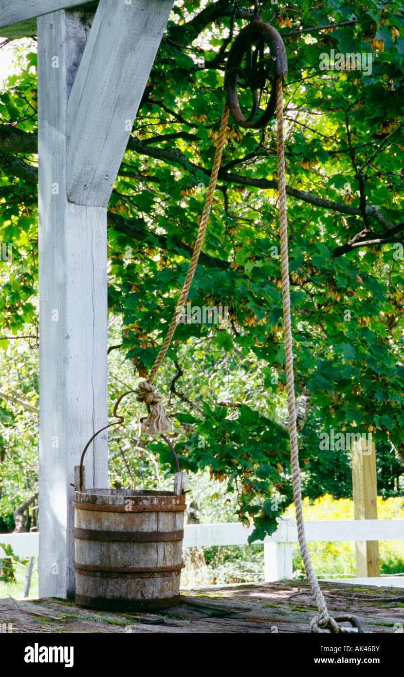 Old well and bucket Stock Photo Alamy