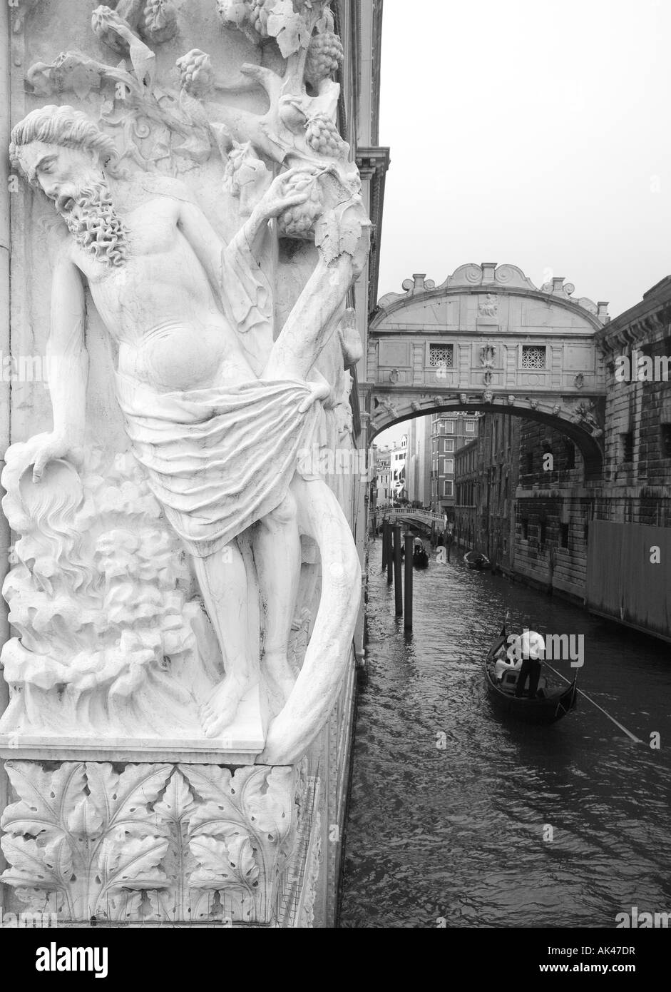 Sculpture, The Drunkeness of Noah,  Doges Palace, Bridge of Sighs, Venice, Veneto,  Italy,  Europe Stock Photo