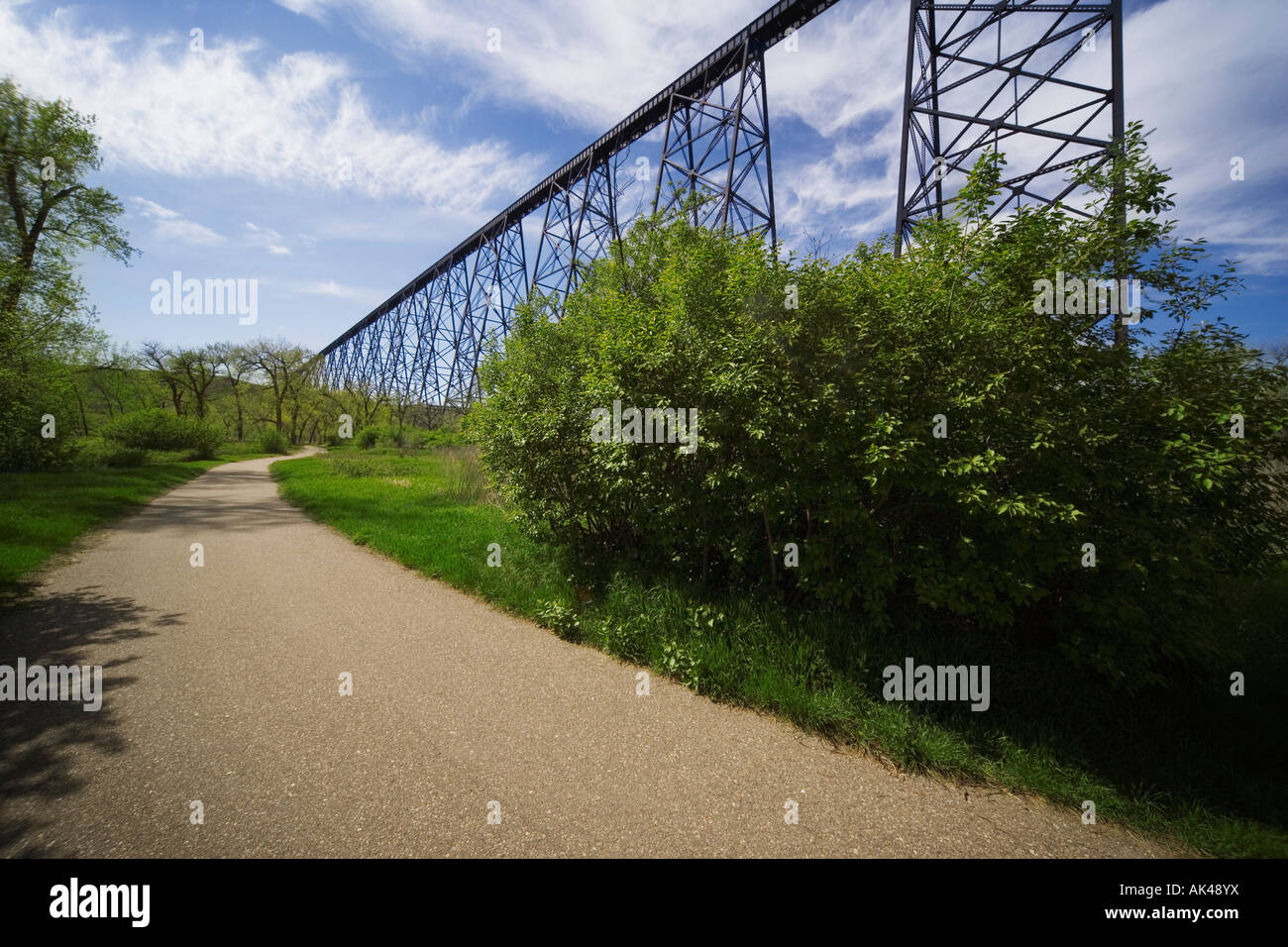 Road alongside a railway bridge in Lethbridge, Alberta Stock Photo Alamy