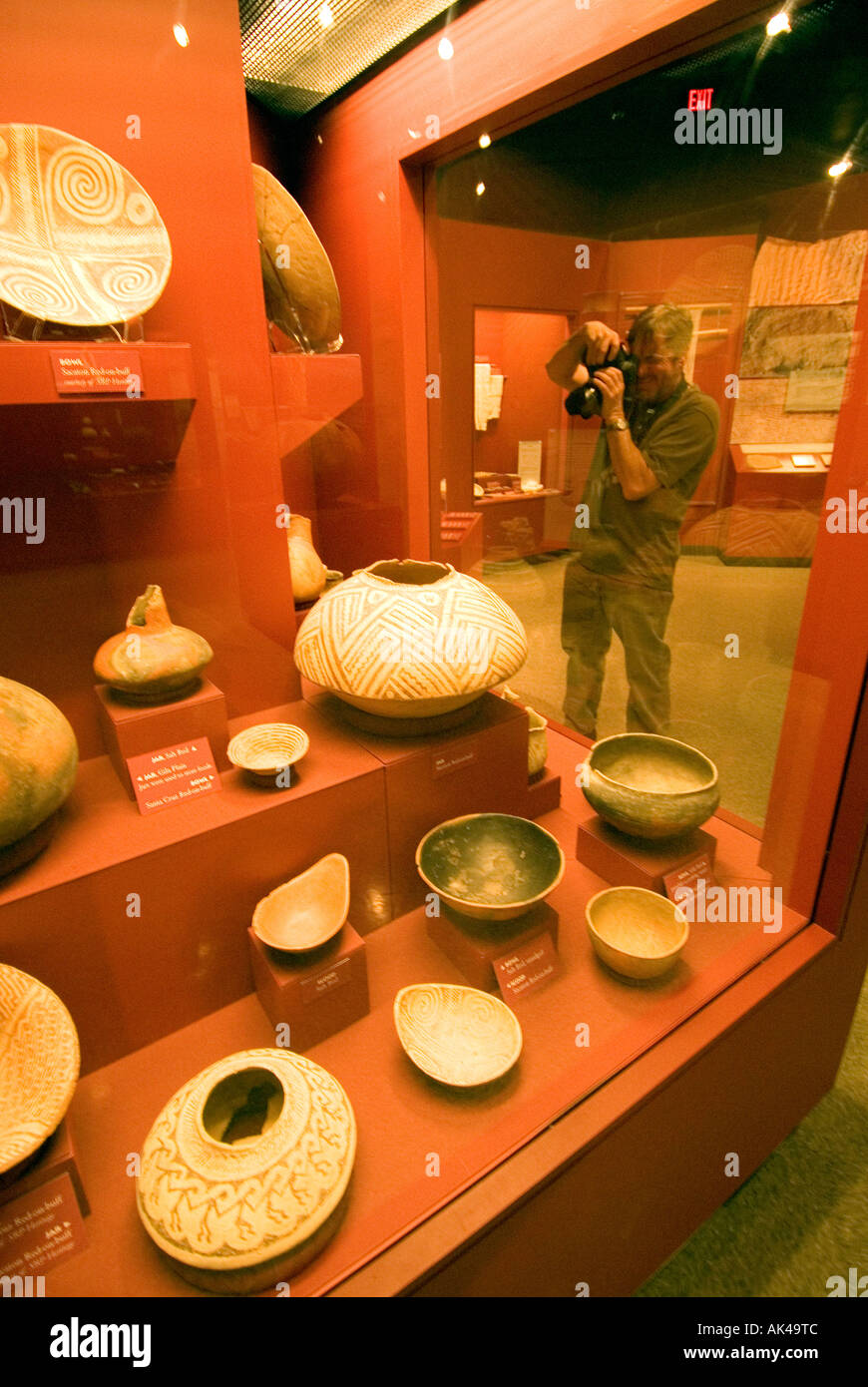 ARIZONA PHOENIX Pueble Grand Museum Archaeological Park Native American Artifacts anf History person taking picture Stock Photo
