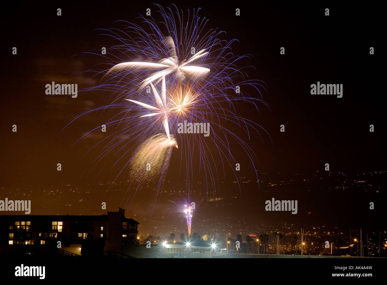 Fireworks over Redondo Beach Stock Photo Alamy