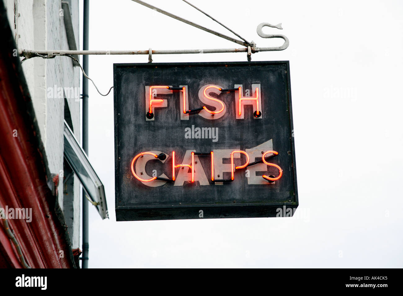 Fish and Chip Shop sign in Honiton, Devon, England Stock Photo - Alamy