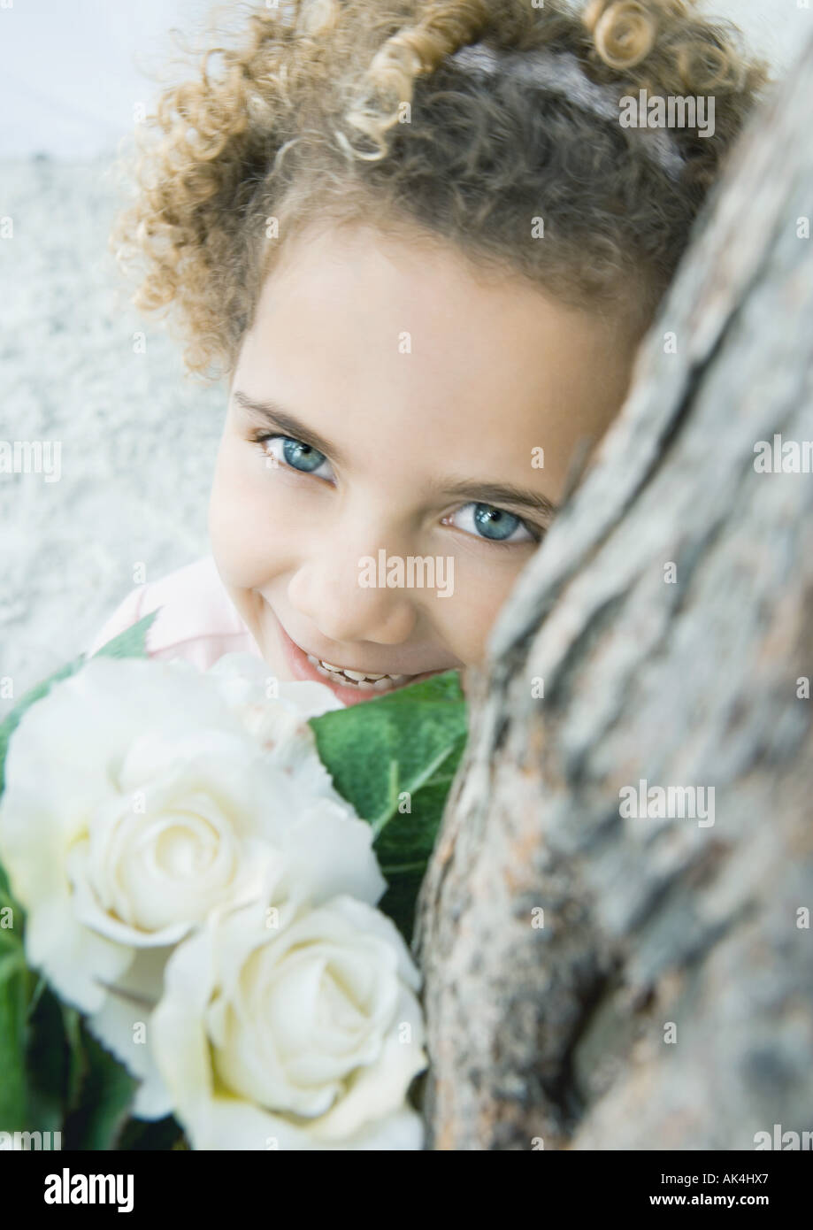 Girl with flowers Stock Photo