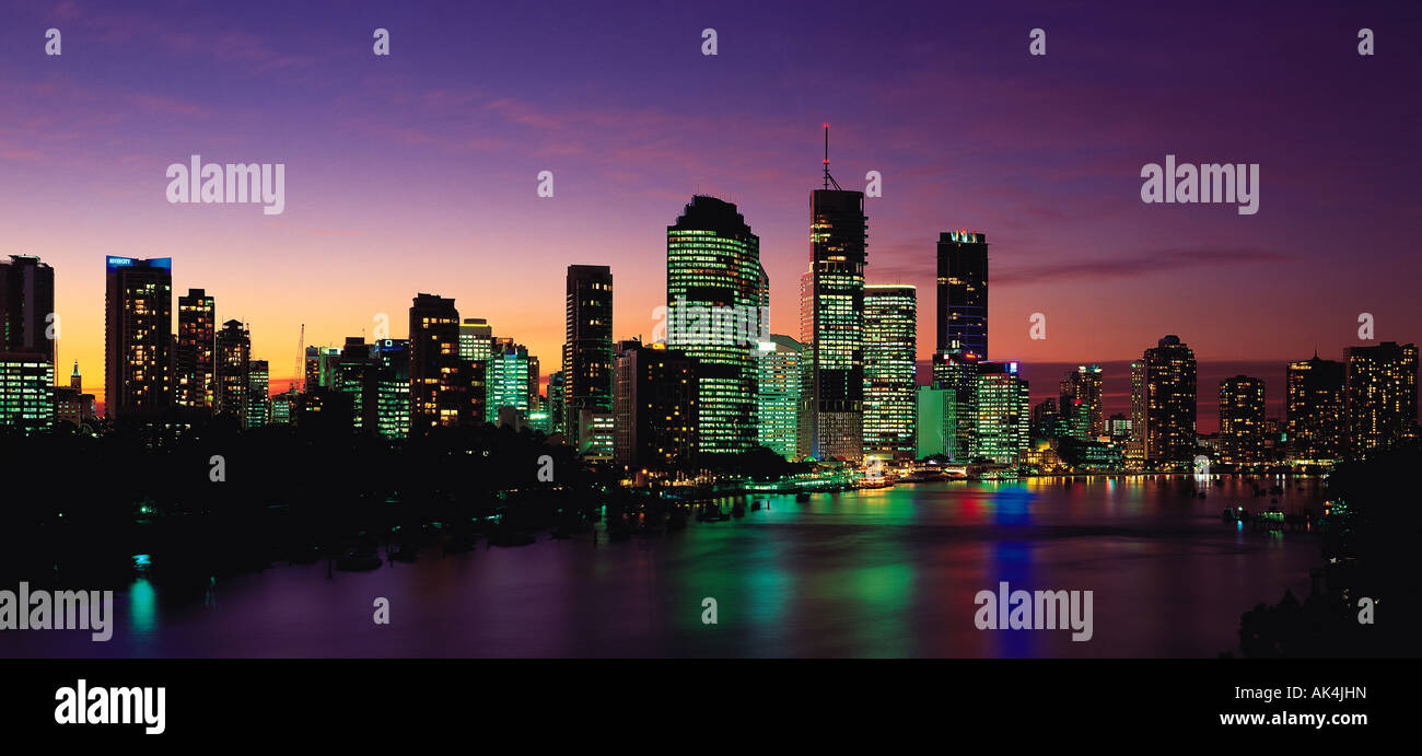 Australia. Queensland. Brisbane. City skyline. Night view. Stock Photo