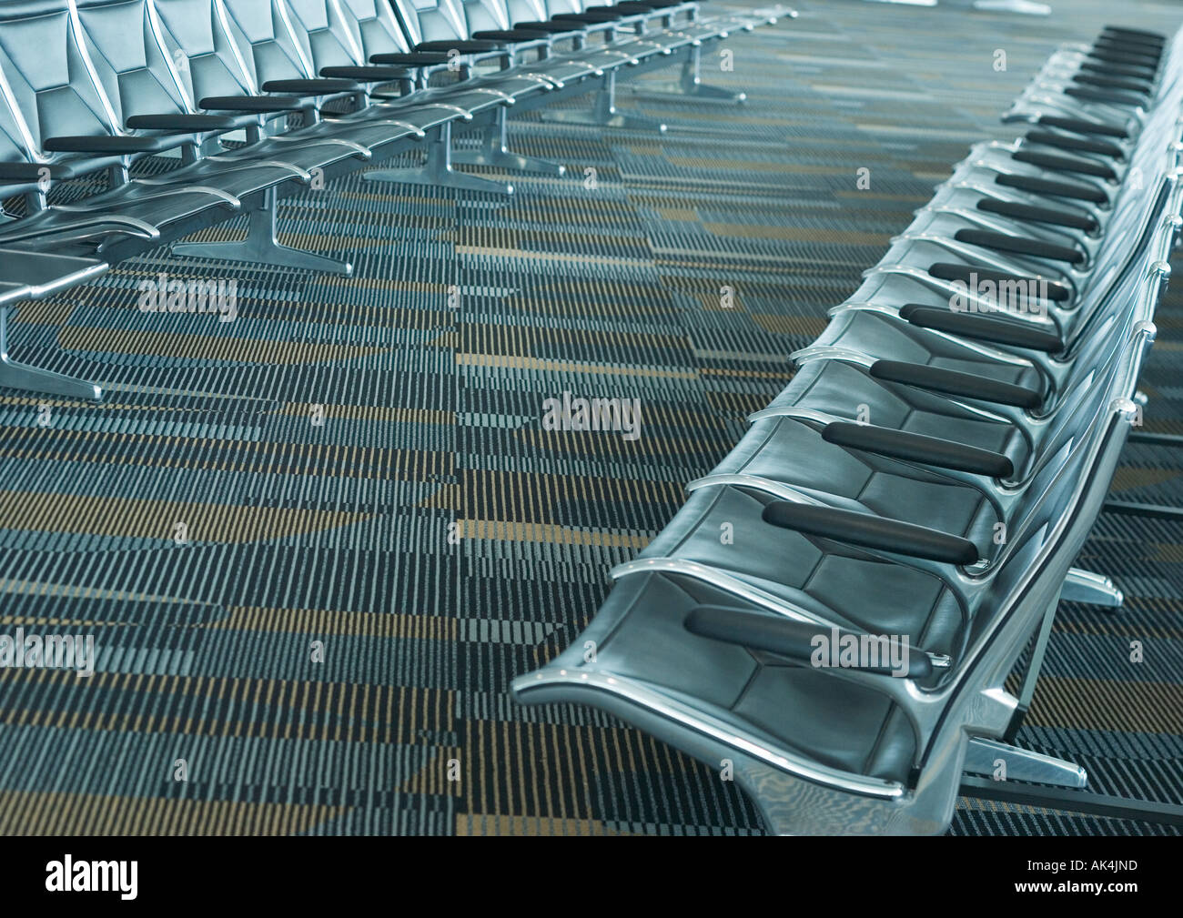 Empty seats in airport lounge Stock Photo