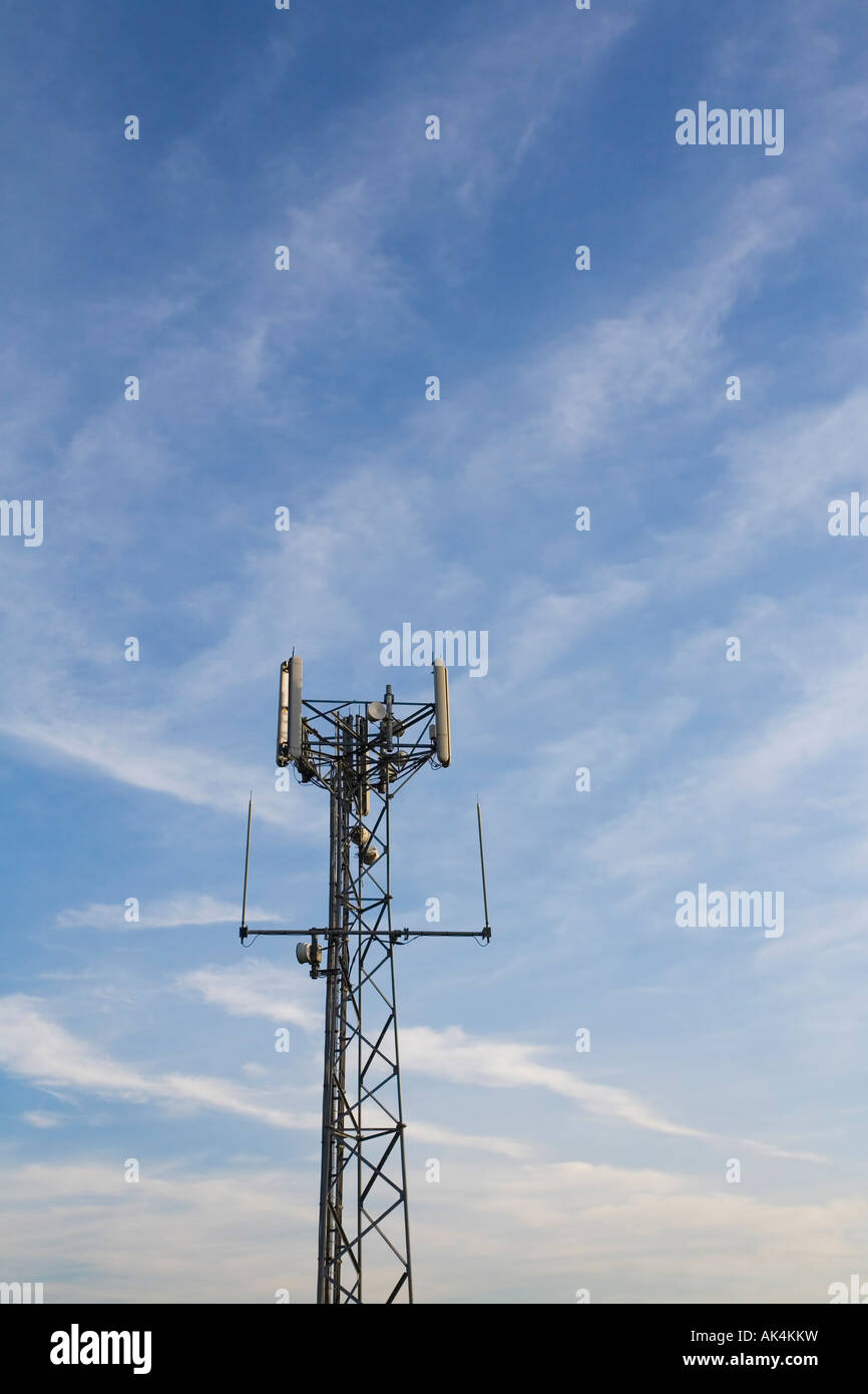 Mobile phone mast" radio base station against blue sky England UK United  Kingdom Great Britain British Isles Europe EU Stock Photo - Alamy