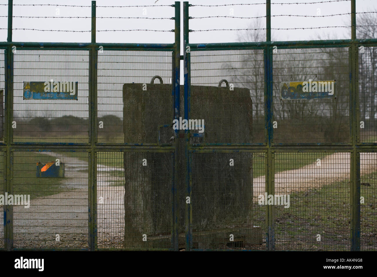 Gates to former Greenham Common Air Base. Berkshire. England. UK Stock