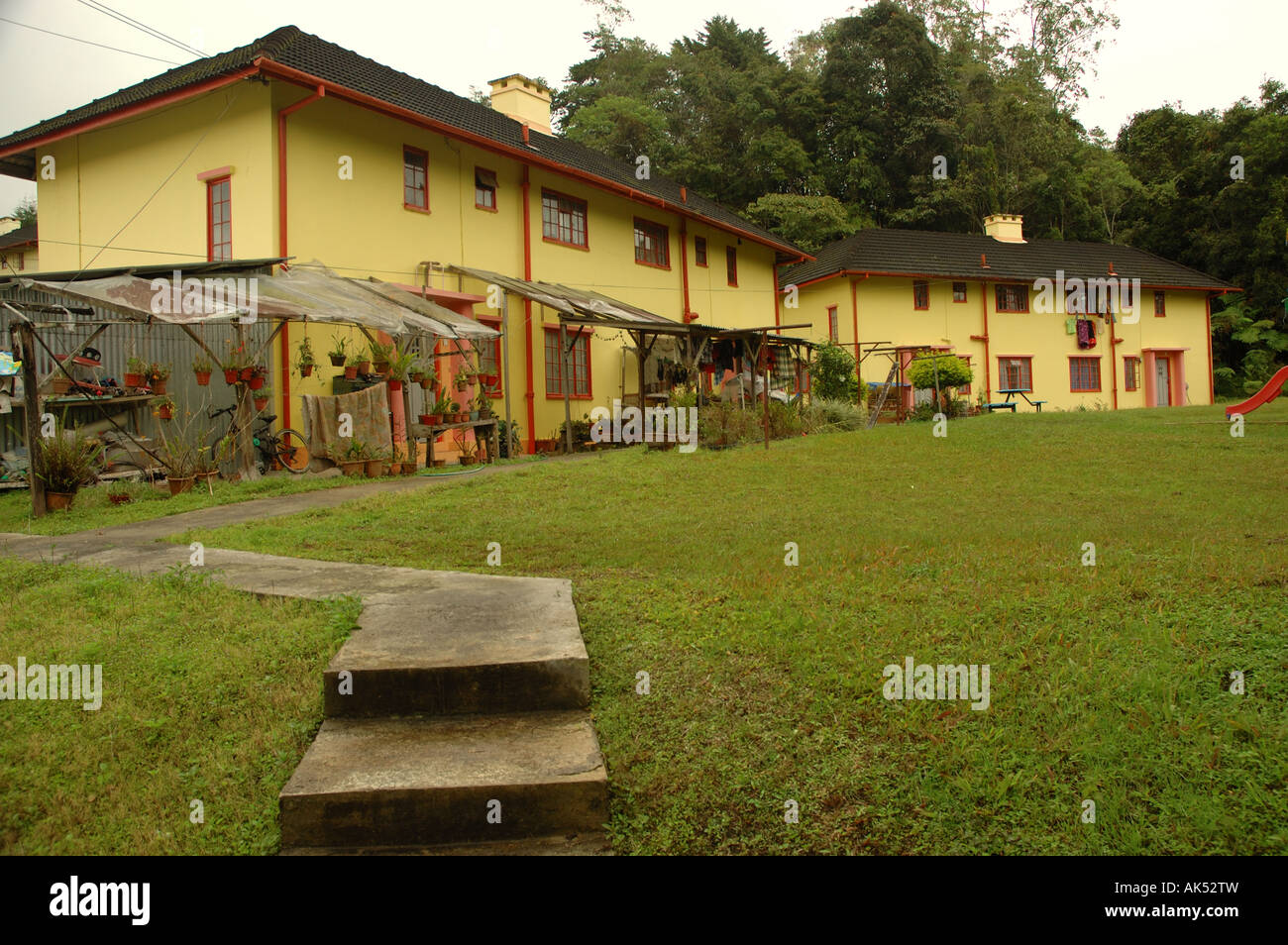 British design yellow whouse in Cameron Highlands in Malaysia Stock Photo