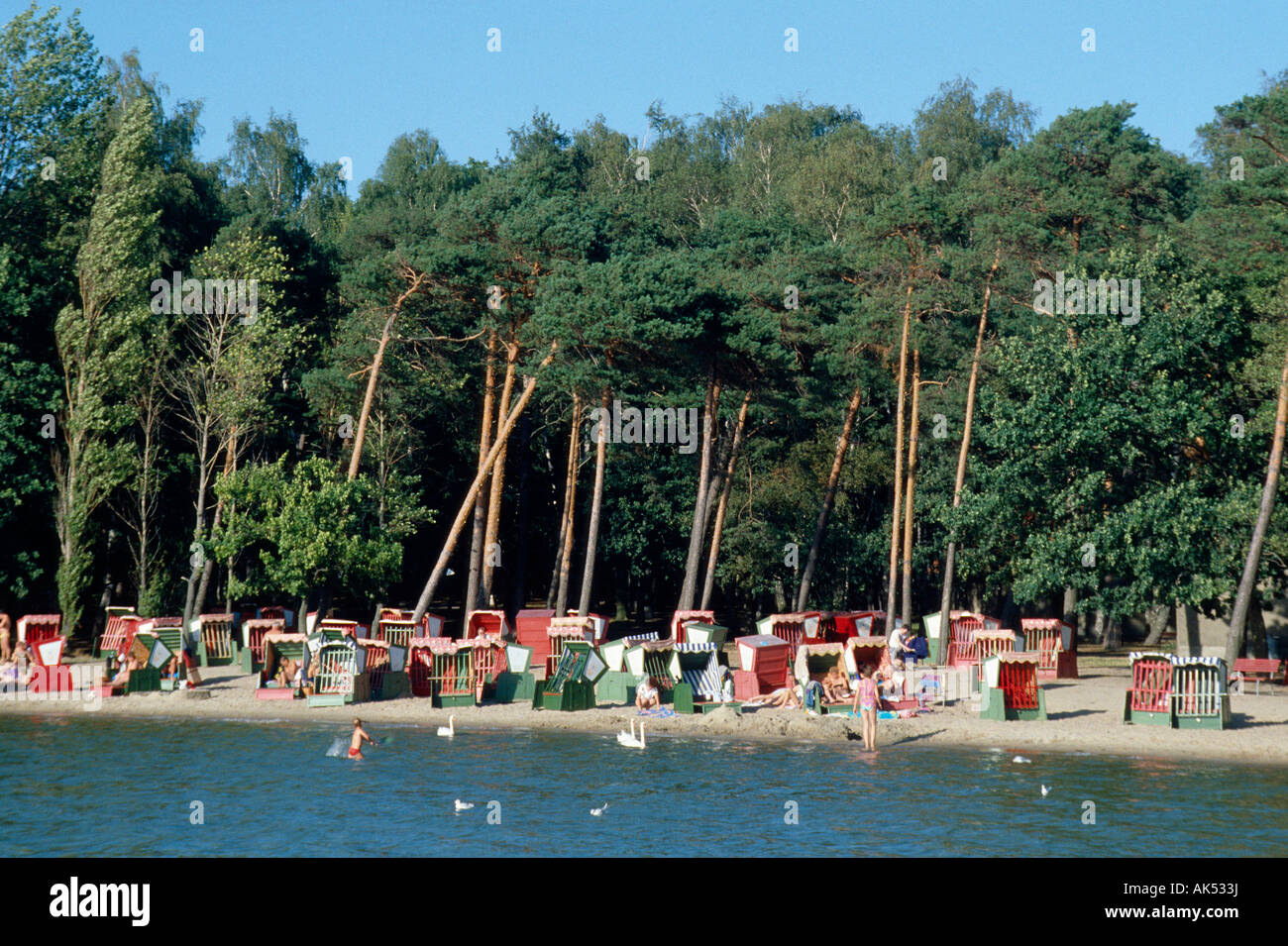 Wicker beach chairs / Arendsee Stock Photo