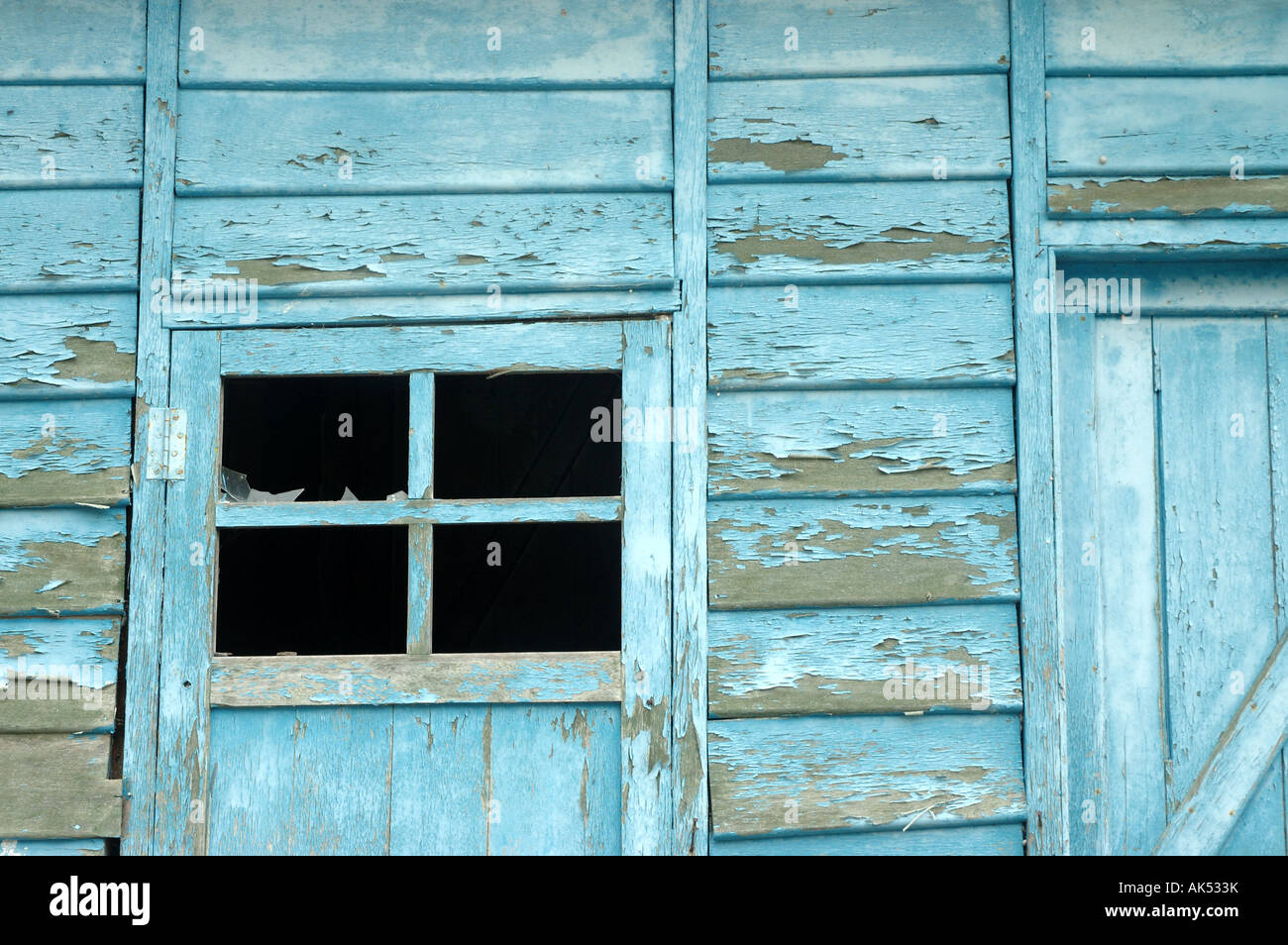 Blue wooden house window and door close up Stock Photo - Alamy
