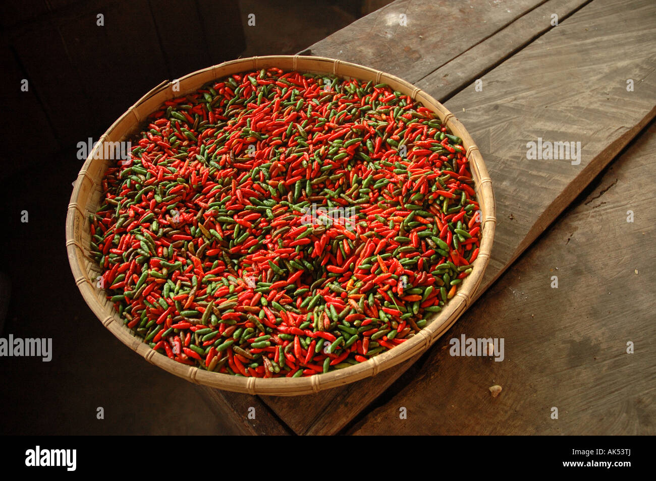 Bowl of chillies in a food Market Stock Photo Alamy