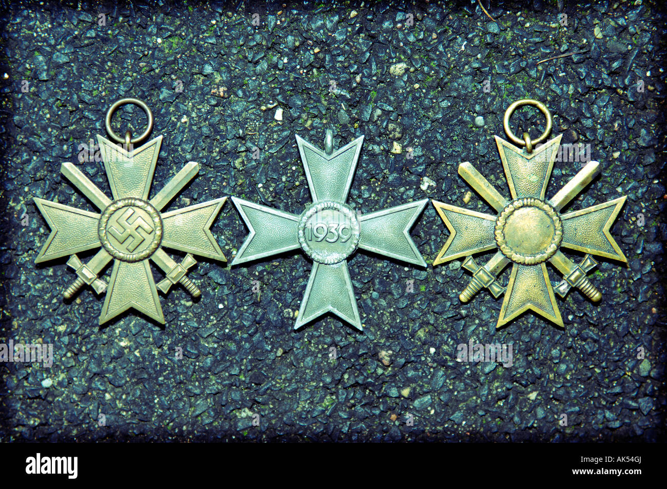 war merit cross medals three nazi germany world war two Stock Photo