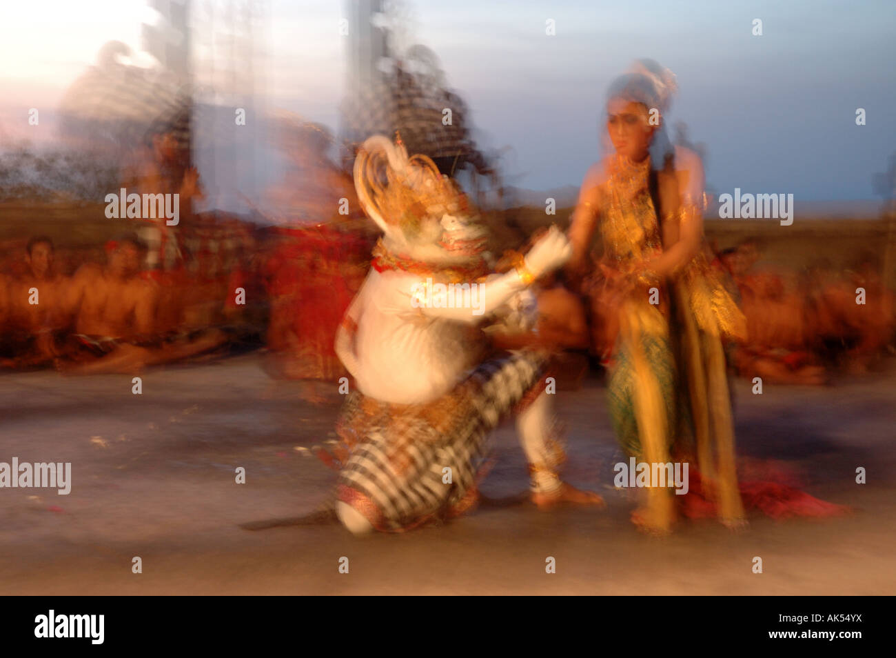 A scene from  balinese Hindu play involving rama and sita Stock Photo
