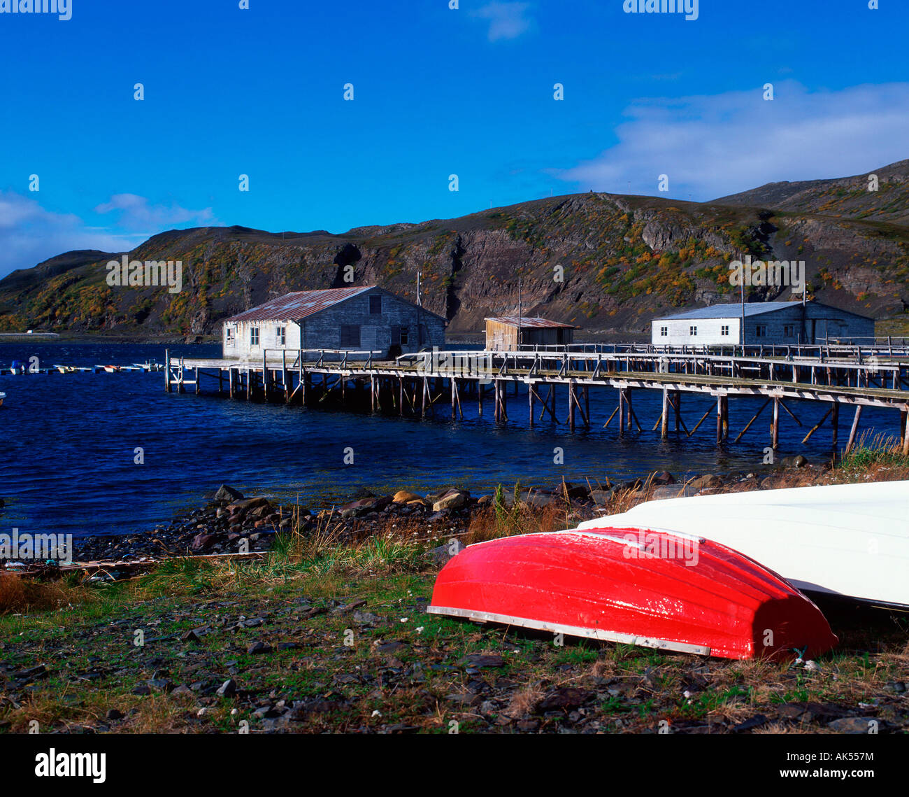Kongsfjord, Fishing hut Stock Photo