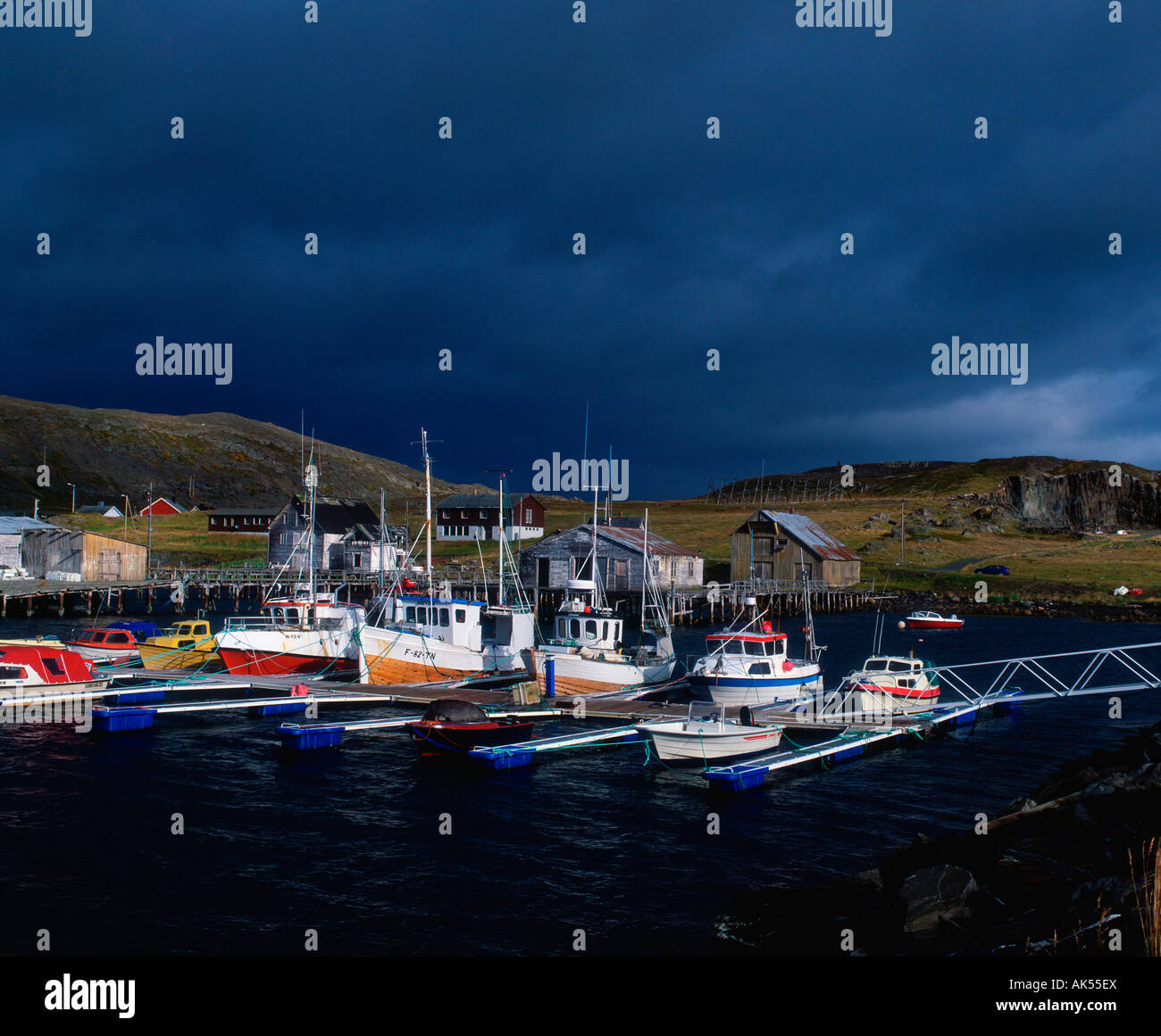 Kongsfjord, Fishing boats Stock Photo