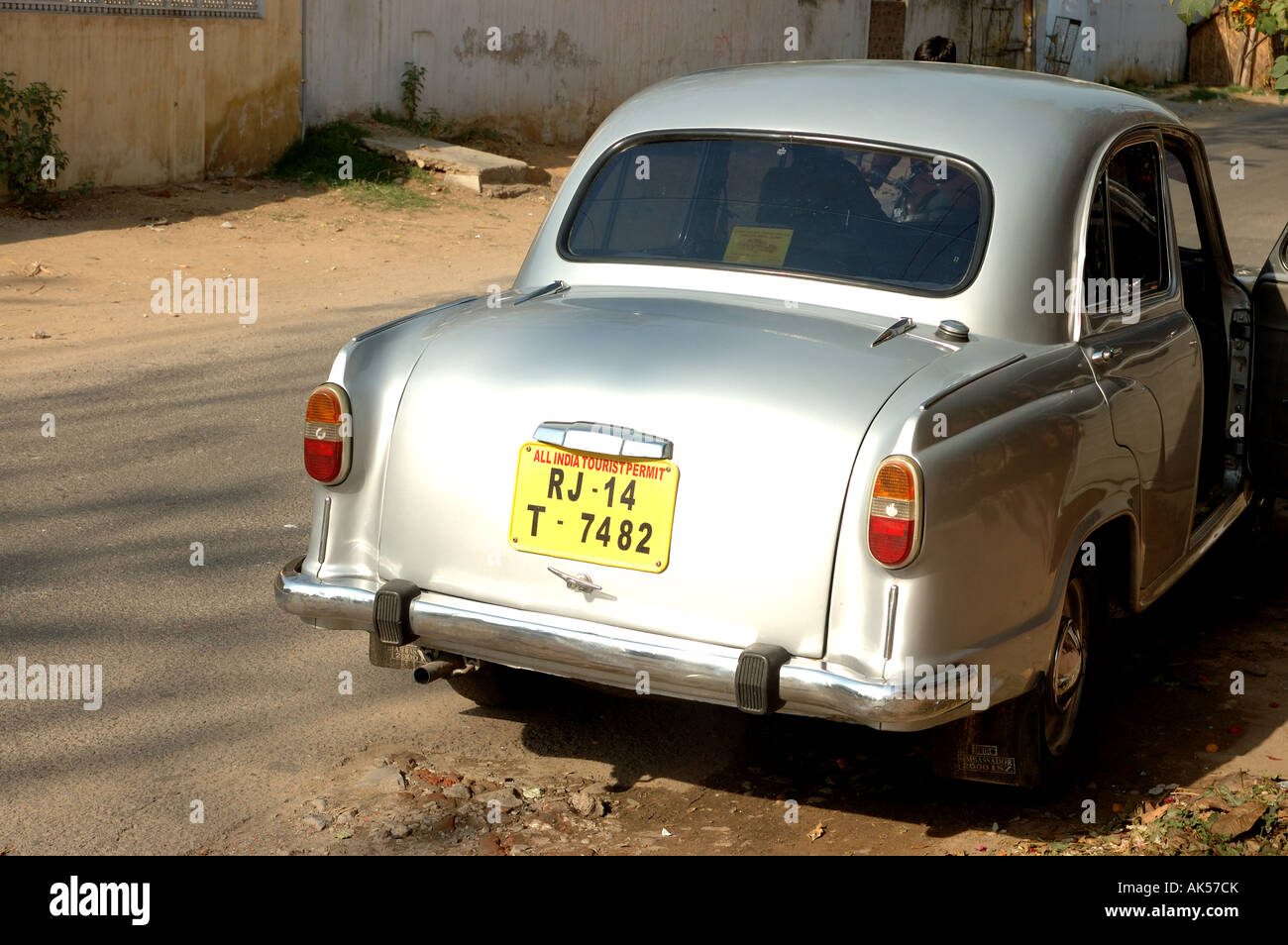 Silver Indian Ambassador Car Stock Photo