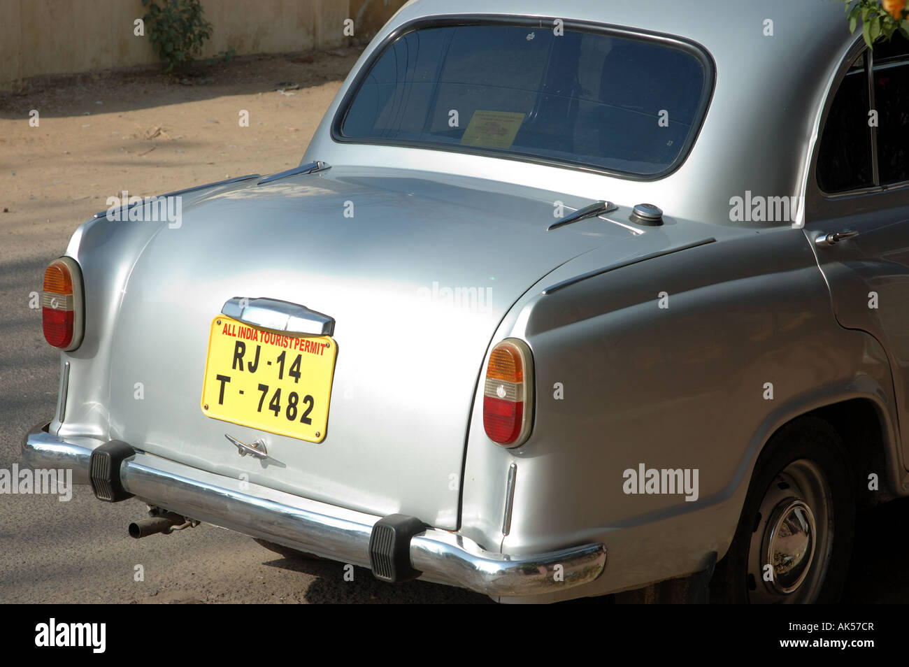 Silver Indian Ambassador Car Stock Photo