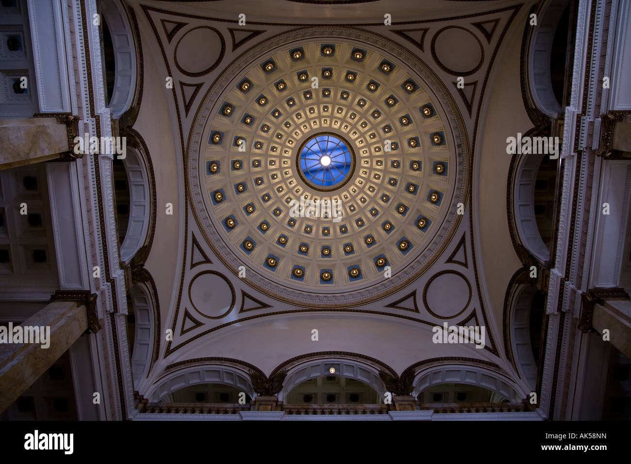 Wisconsin Public Library ceiling pattern interior Milwaukee public library building Stock Photo ...