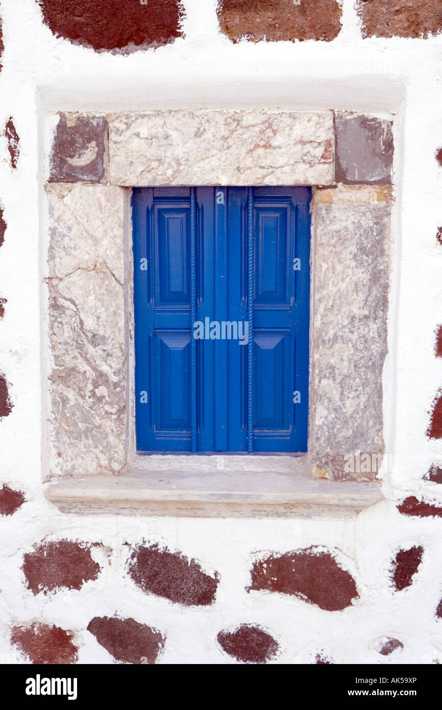 Window shutter Aghios Nikolaos Church Akrotiri Santorini Greece Stock