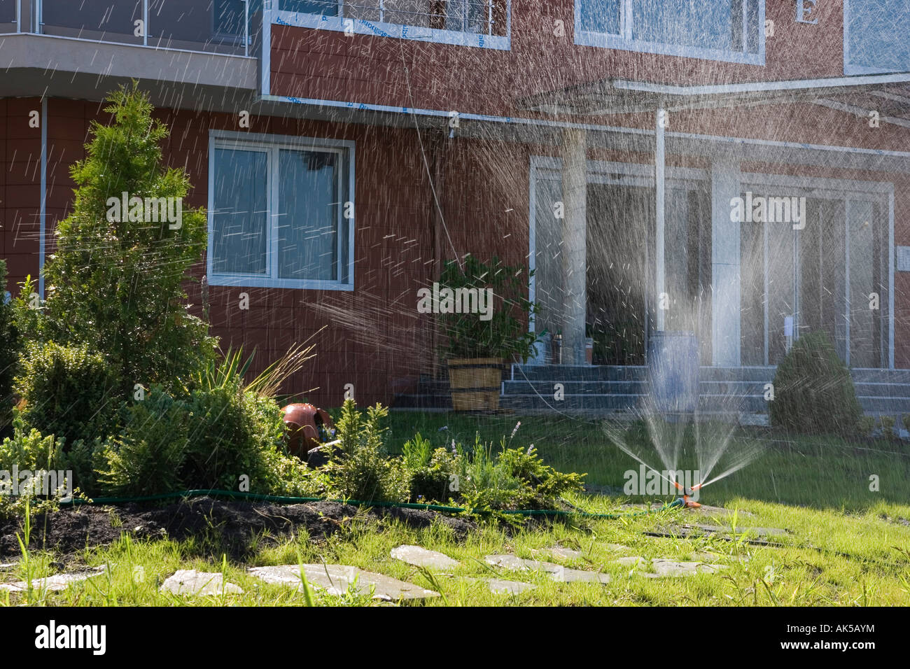 Jet sprinkler irrigation, automatic garden watering system, landscape