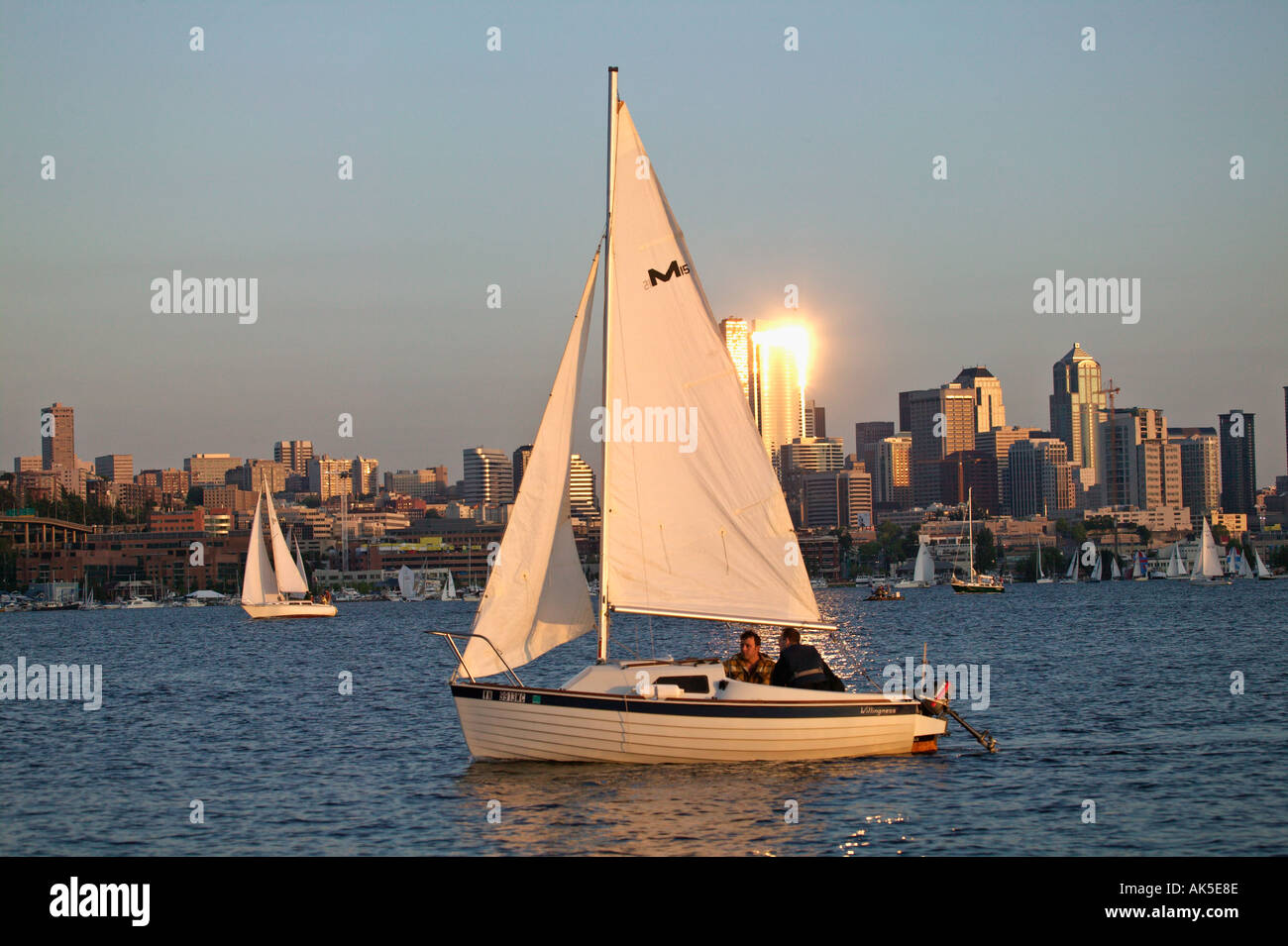 Duck Dodge sailboat racing on Lake Union Seattle Washington Stock Photo