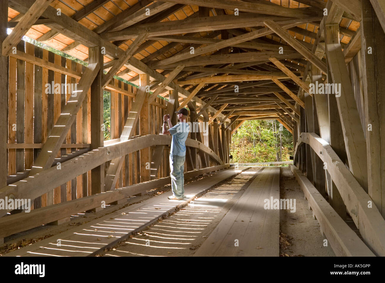 Grist Mill Covered Bridge in Jeffersonville Vermont. Burr Truss built
