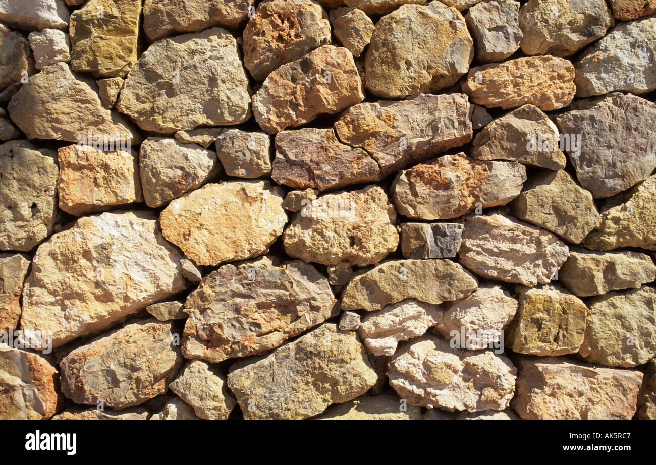detail of a dry wall or stone wall Stock Photo - Alamy