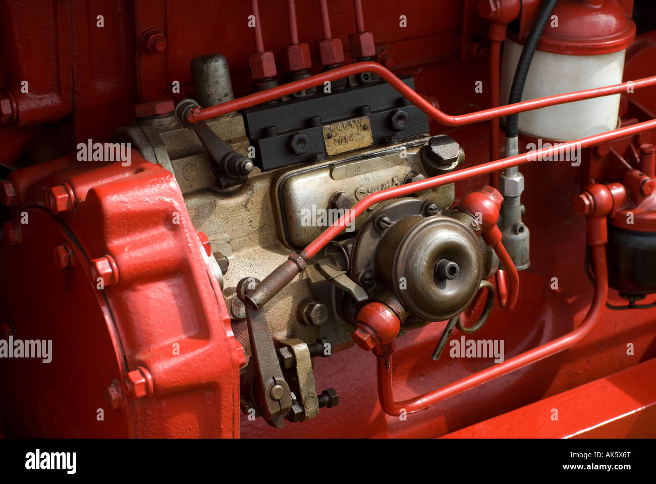 Red Tractor Engine Bay Stock Photo Alamy