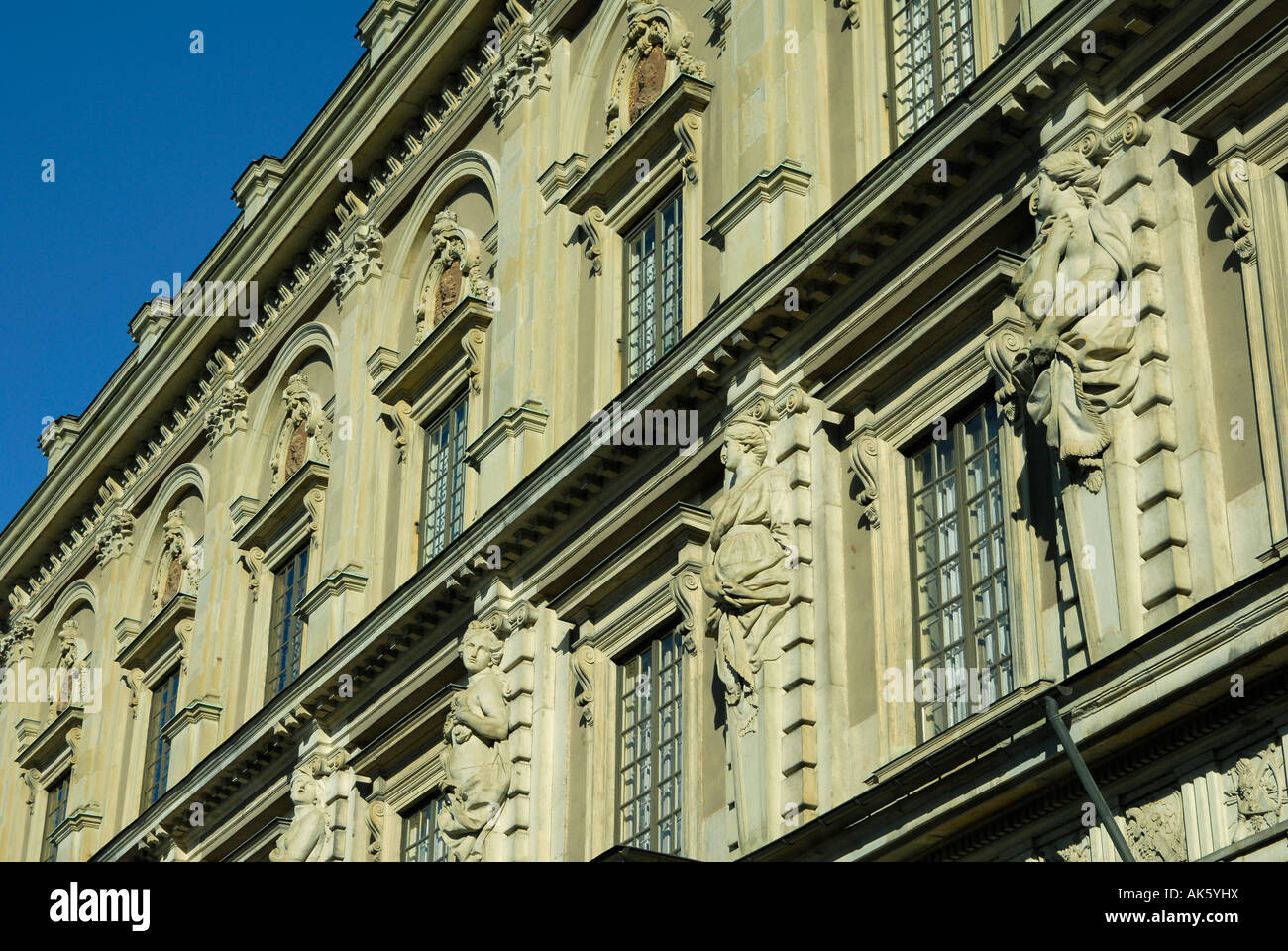 The facade of Stockholm Palace the official residence of the Swedish Monarch Stock Photo