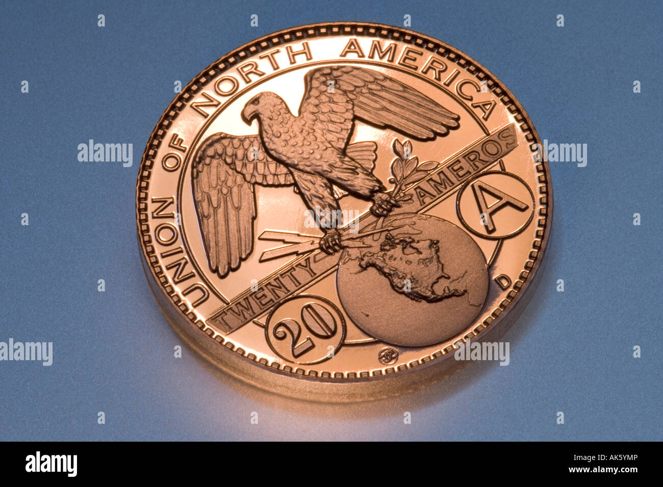 A novelty 20 Amero coin. Stock Photo