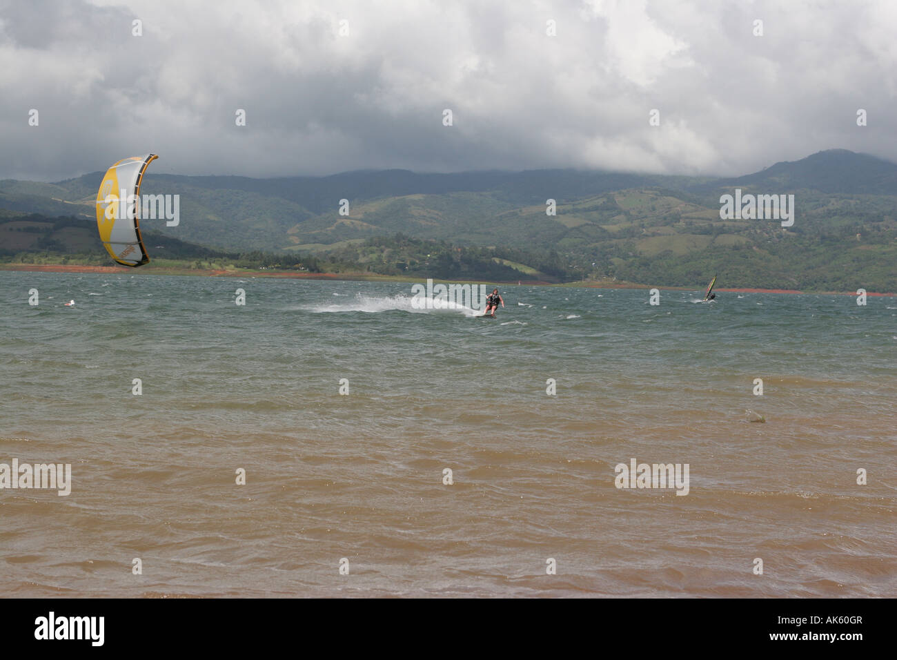 kite boarding in costa rica lake arenal Stock Photo Alamy