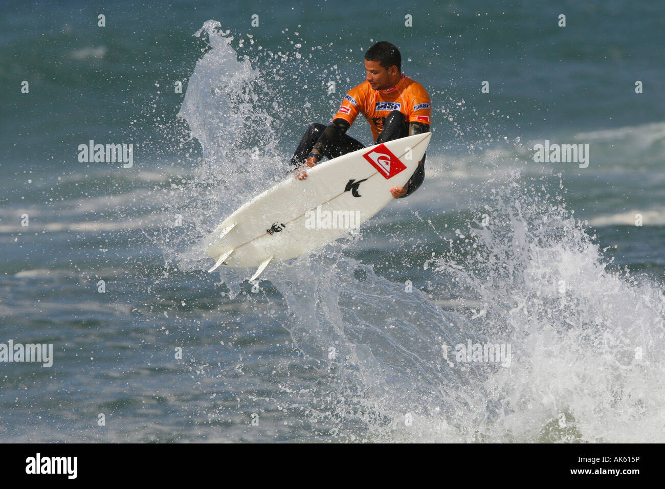 Pro surfer Michel Bourez of Tahiti surfs a wave during the ASP Quiksilver Pro France 2007 in Hossegor Stock Photo