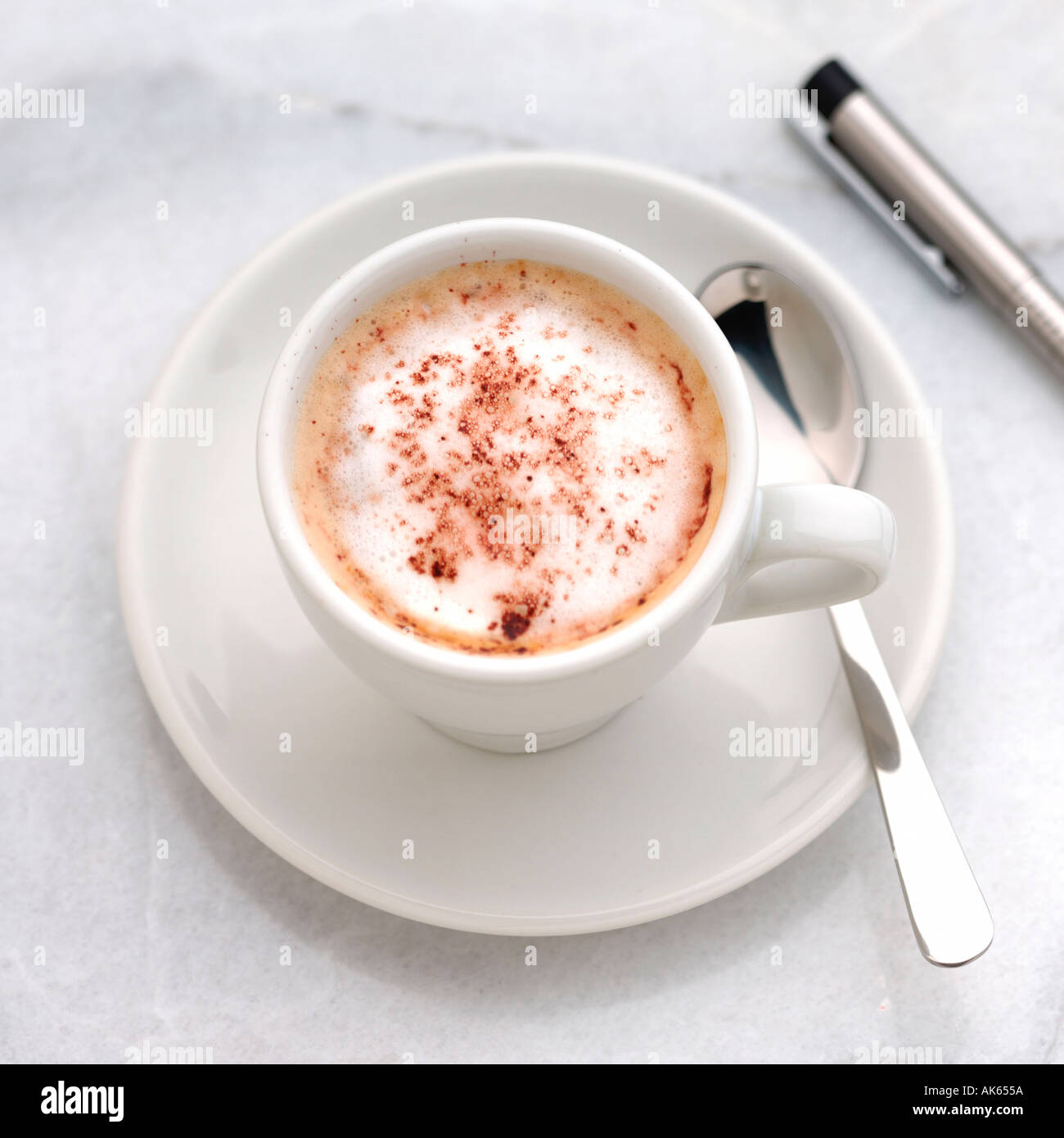 Cup of Cappucino Tasse mit Cappucino Nahrungsmittel food Querformat horizontal Stock Photo