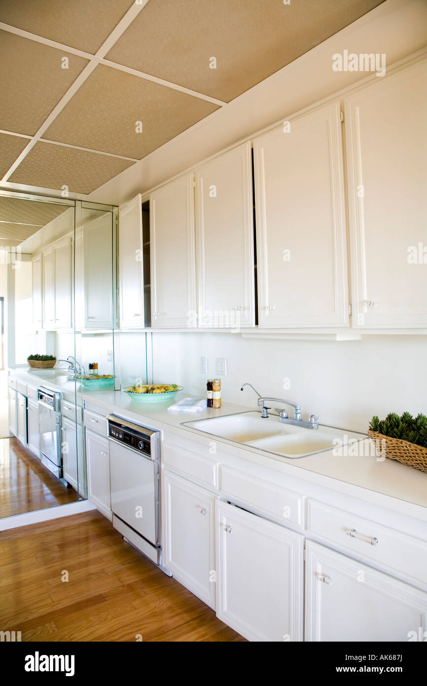 Kitchen with White Cabinets Stock Photo - Alamy
