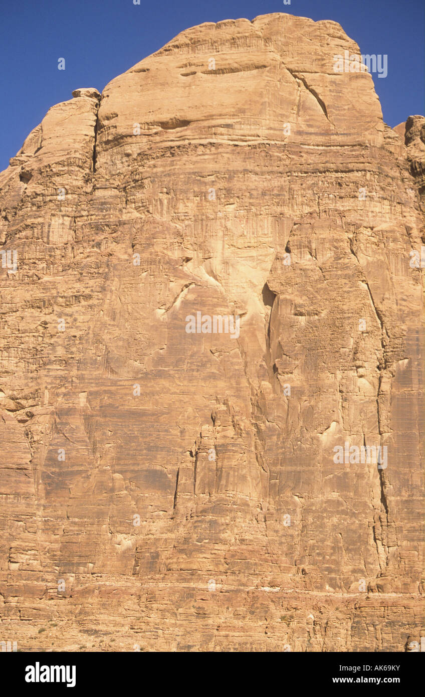 Rock Wall of Jebel Rum Mountain Wadi Rum Jordan Stock Photo