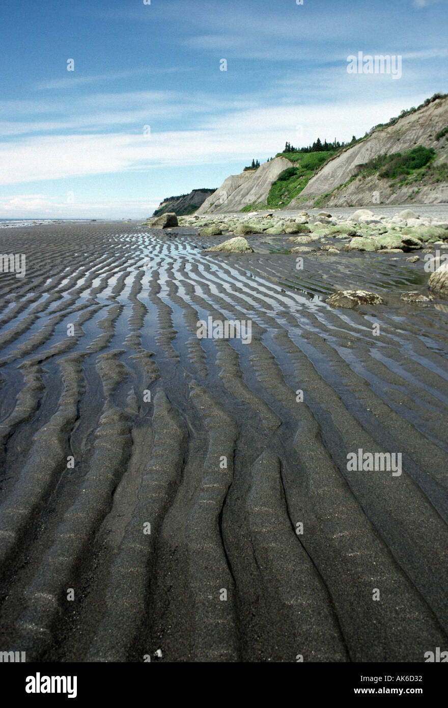 Ripple marks on a tidal flat near Homer Alaska Stock Photo
