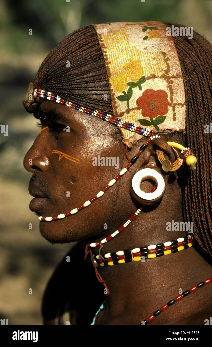 Samburu warrior profile portrait Stock Photo