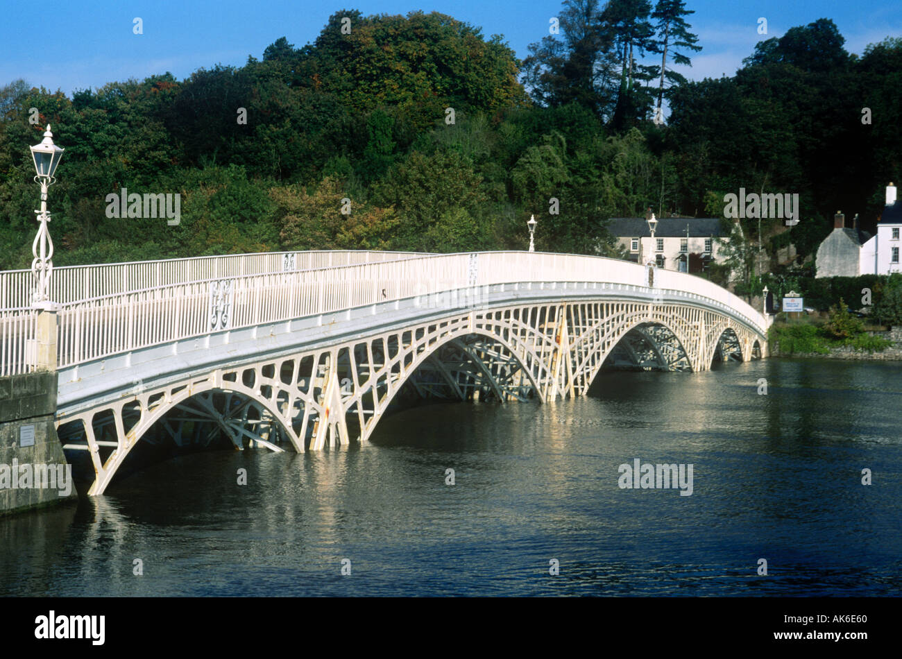 The Bridge at High Tide Chepstow Monmouthshire Gwent Wales UK RM  Stock Photo