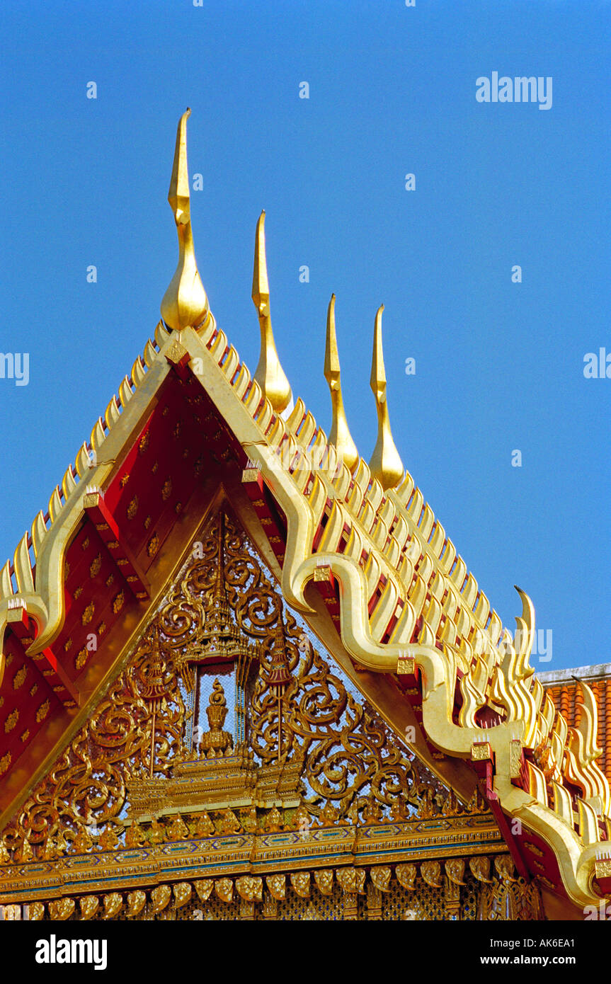 Bangkok Thailand The layered roof of Wat Benchamabophit in Bangkok