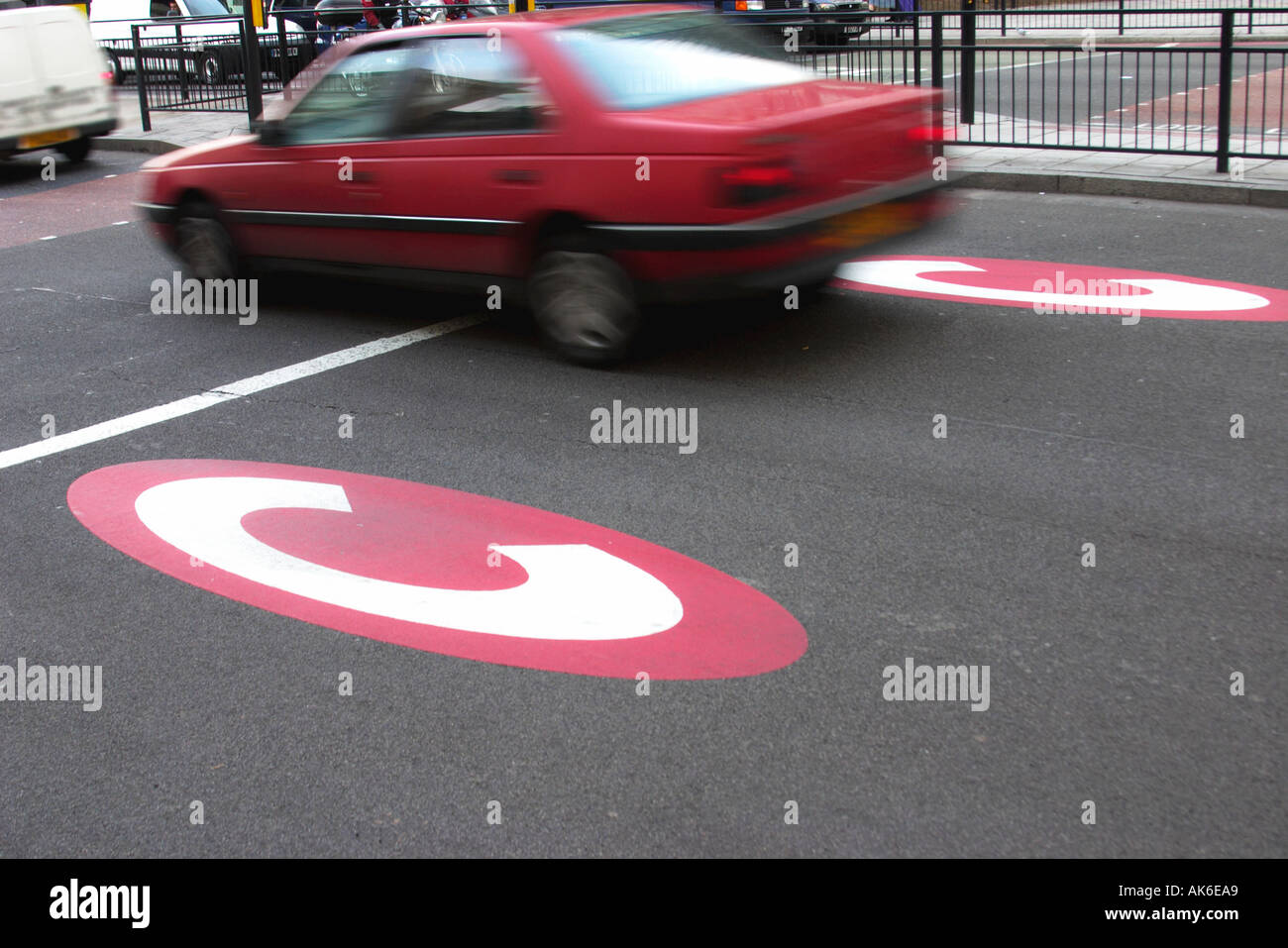 Car entering Congestion Charge Charging Zone in London England Britain United Kingdom UK Stock Photo