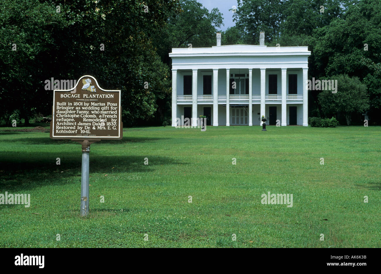 historic mansion of the Bocage plantation at the Mississippi river