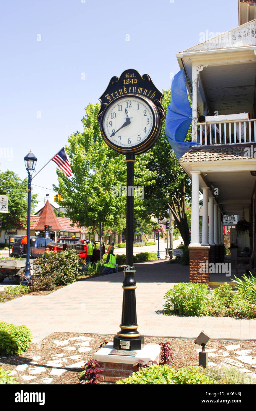 The Town square clock in Frankenmuth Michigan MI Stock Photo Alamy