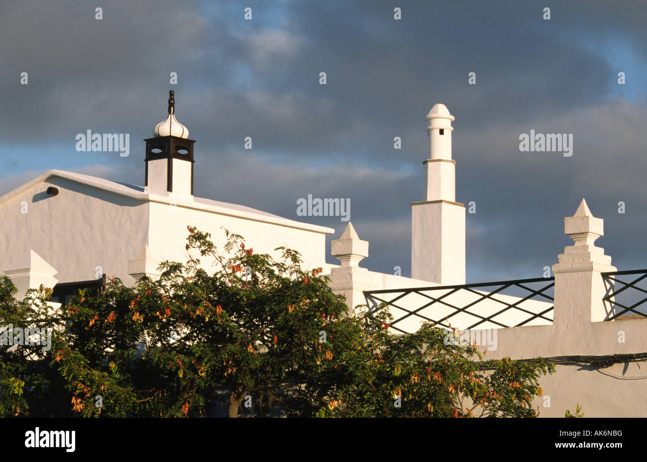 Typical withe houses in Yaiza Lanzarote Canary Islands Spain Stock ...