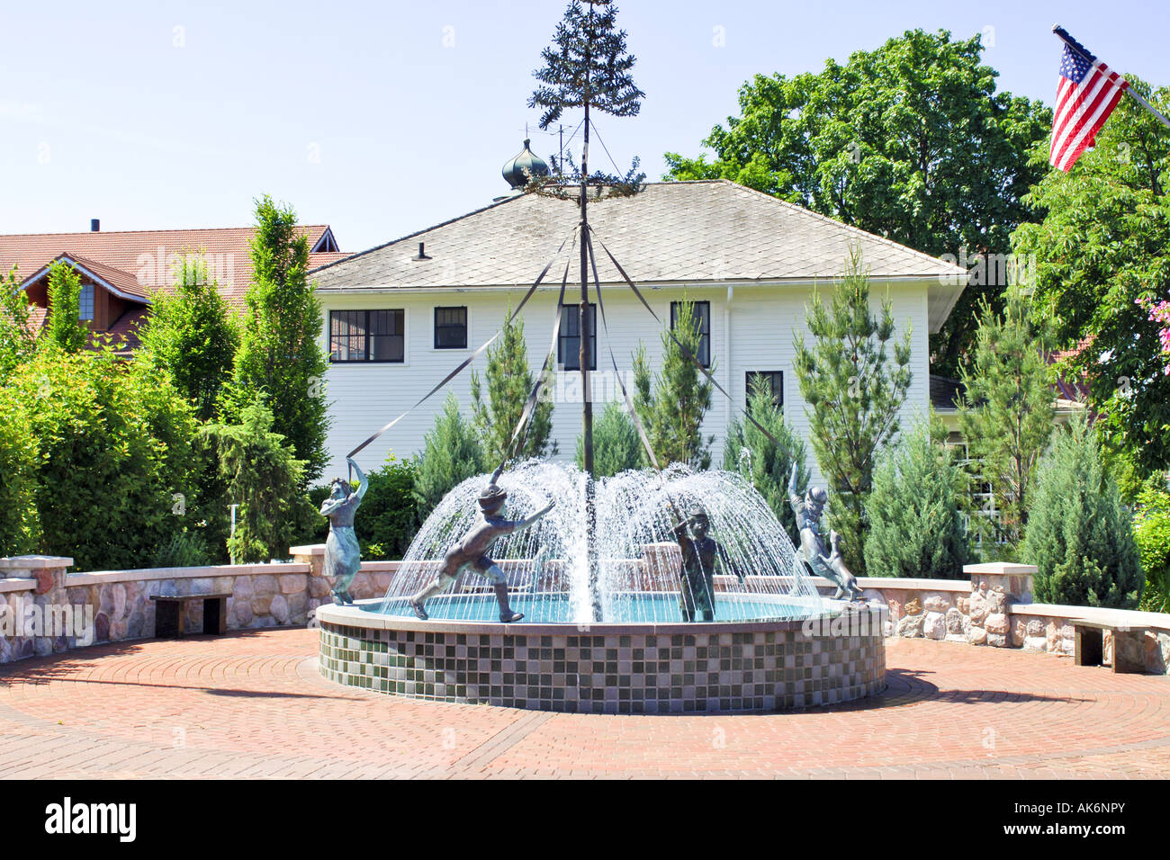 The childrens fountain at Frankenmuth Michigan MI Stock Photo Alamy