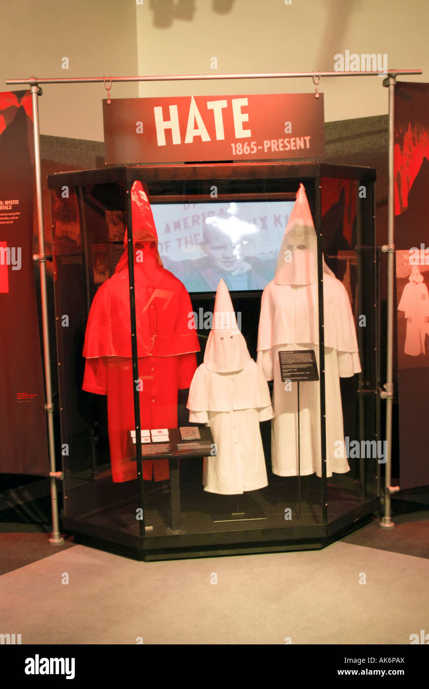 Exhibit about the Klu Klux Klan in the Gerald R Ford Museum Grand Rapids Michigan MI Stock Photo