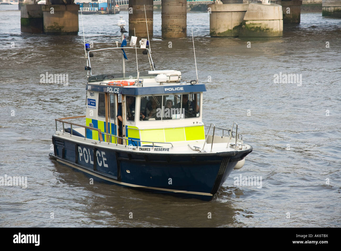 London Thames river police boat at Westminster Stock Photo