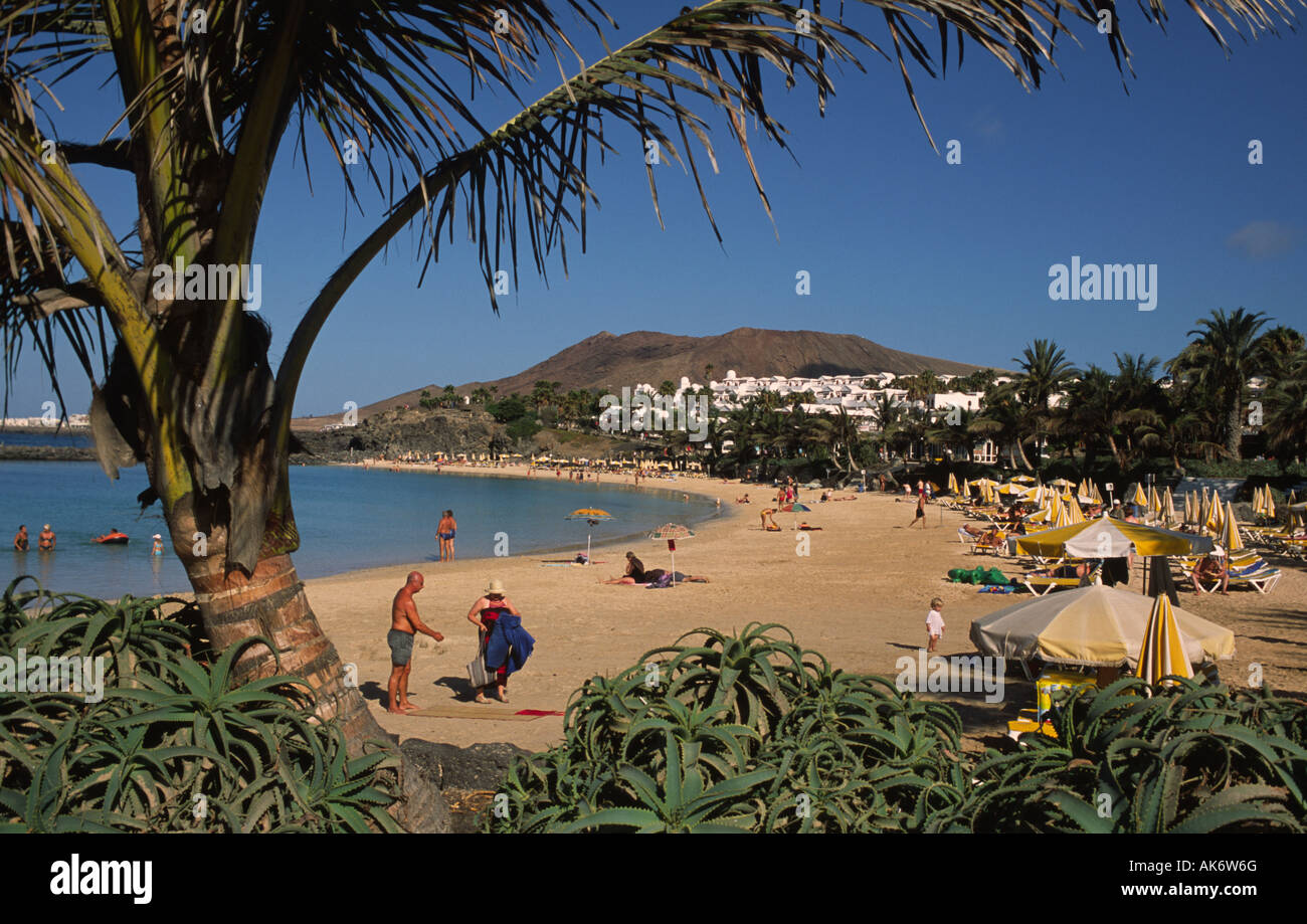 Playa Blanca in the village of the same name Lanzarote Canary Islands Spain Stock Photo
